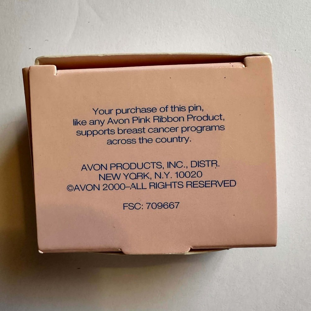 Avon‎ Pink Ribbon Pin Silvertone Breast Cancer Awareness Rhinestone 2000 New Box - Picture 6 of 6